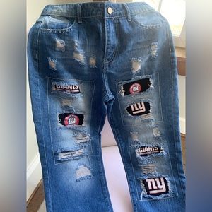 NY Giants ripped jeans size medium